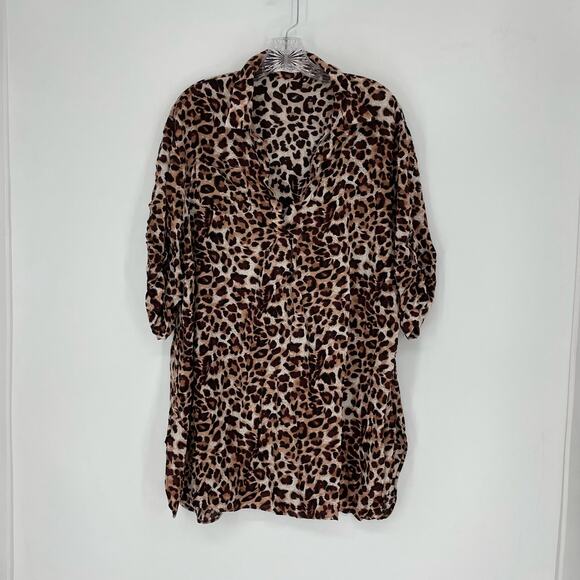 Ekouaer Short Sleeve V-Neck Leopard Print Top Size XL - Picture 2 of 8